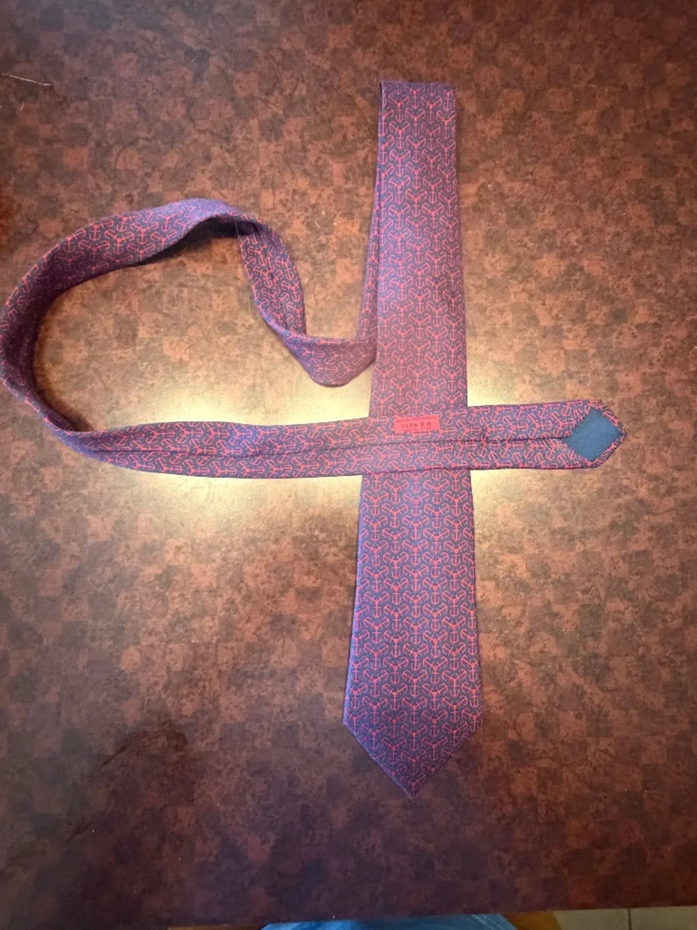 Hermes Paris 7128 FA Anchor Chain Silk Tie - Burgundy/Red